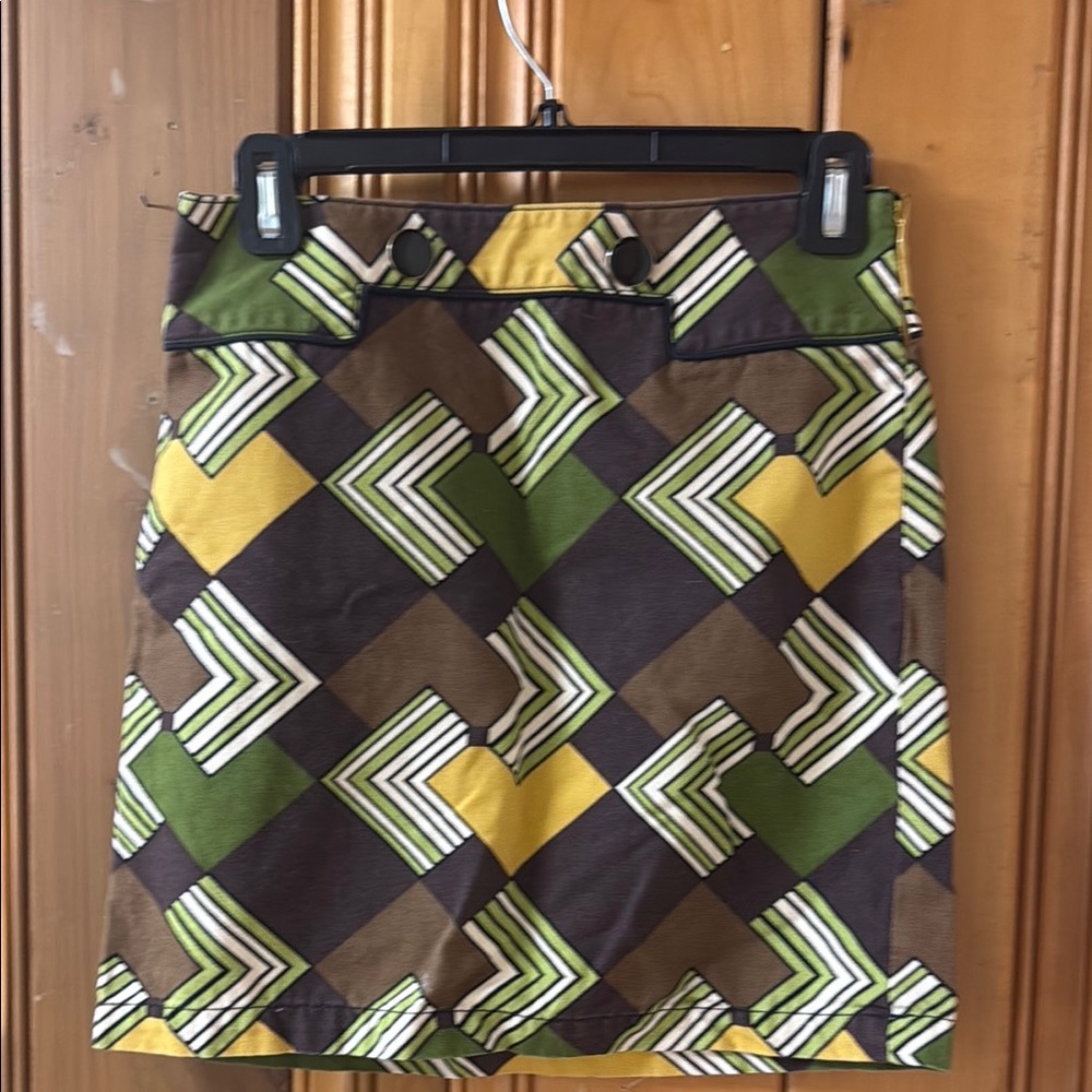 LOFT Green Yellow Mini Pencil Skirt for Work
